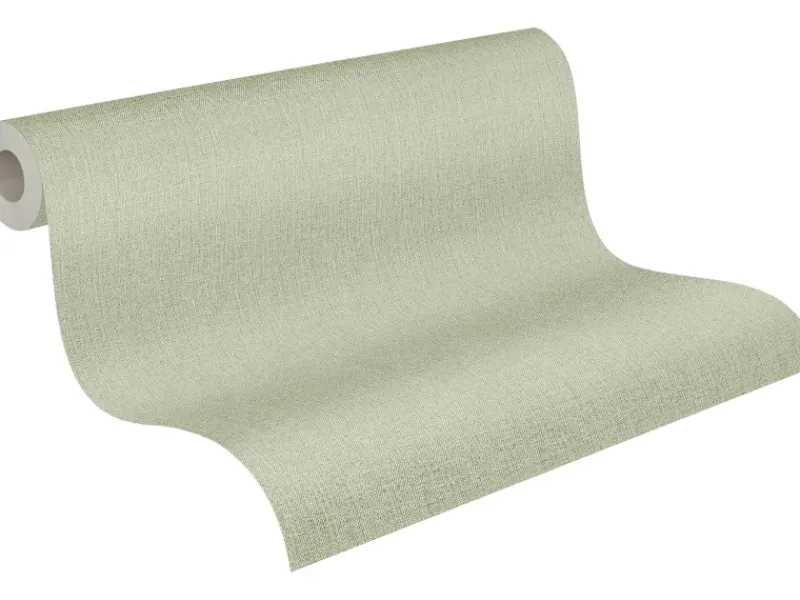 Best AS-Creation A.S. Création Vliestapete Uni Textiloptik FSC® Grün