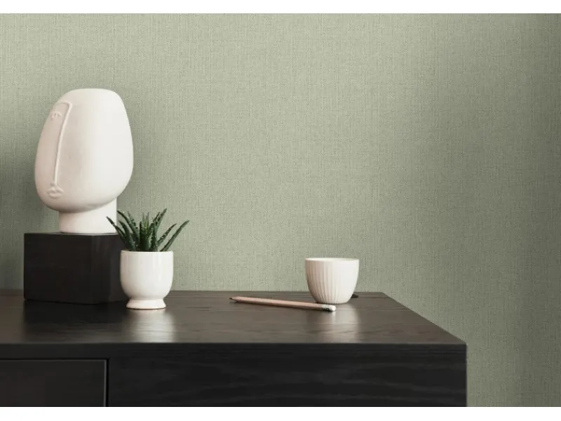 Best AS-Creation A.S. Création Vliestapete Uni Textiloptik FSC® Grün