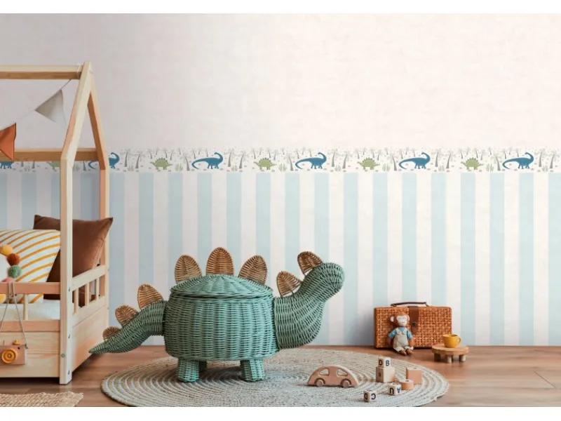 Online AS-Creation A.S. Creation Vlies-Bordüre Dinos 5 m x 0,13 m Blau-Bunt-Grün FSC®