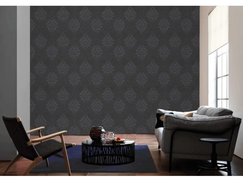 AS-Creation A.S. Creation Vliestapete Metropolitan Stories Lizzy London Damask Schwarz FSC® Schwarz-Silber