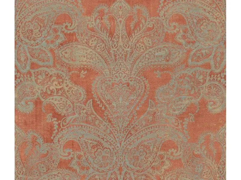 AS-Creation Vliestapete Ornament Klassisch Matt Leicht Strukt. Orange Türkis