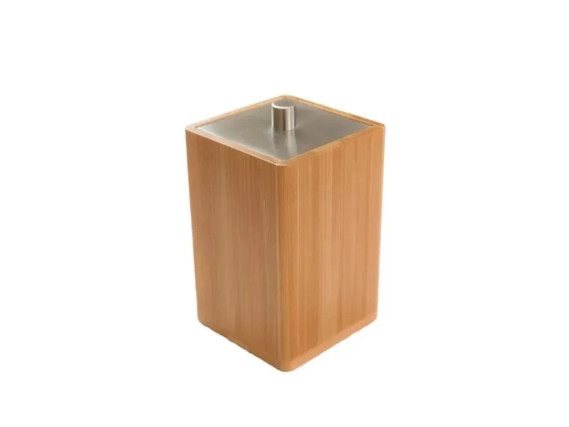 Bagnoxx Wattepad Aufbewahrung Viereckig 7,6 x 7,6 x 11cm Bambus Braun