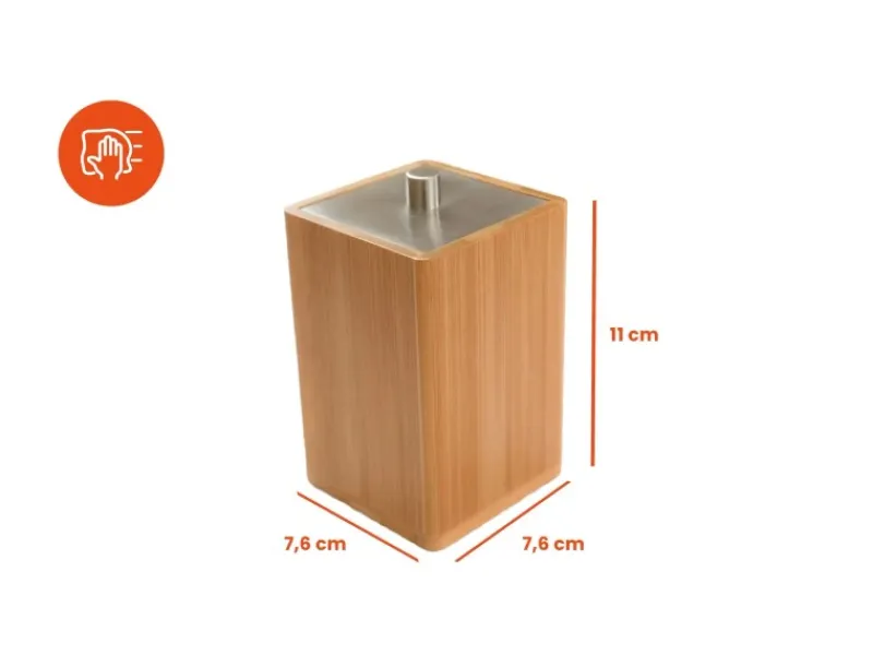 Bagnoxx Wattepad Aufbewahrung Viereckig 7,6 x 7,6 x 11cm Bambus Braun
