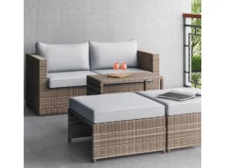 Best Balkonmöbel-Set Olea Mini 5-teilig Polyrattan Hellgrau