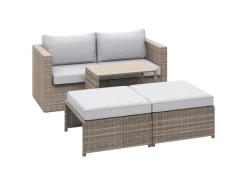 Best Balkonmöbel-Set Olea Mini 5-teilig Polyrattan Hellgrau