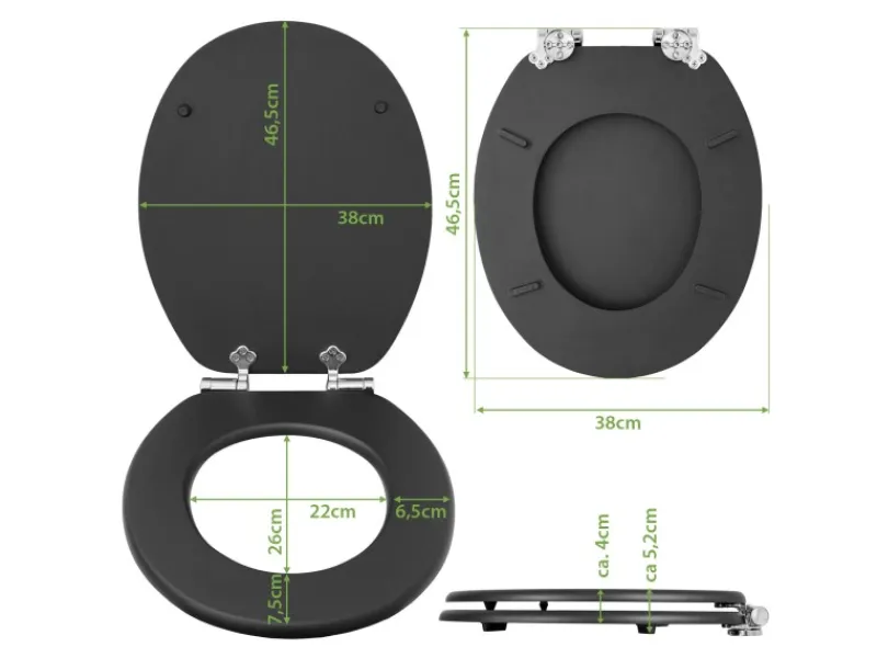 Banjado Anthrazit Toilettendeckel Mit Absenkautomatik WC-Sitz Soft Close Hygienischer Klodeckel MDF Mit Motiv Mosaik Blau