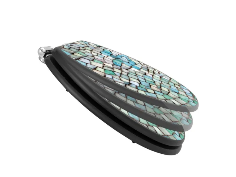 Banjado Anthrazit Toilettendeckel Mit Absenkautomatik WC-Sitz Soft Close Hygienischer Klodeckel MDF Mit Motiv Mosaik Blau