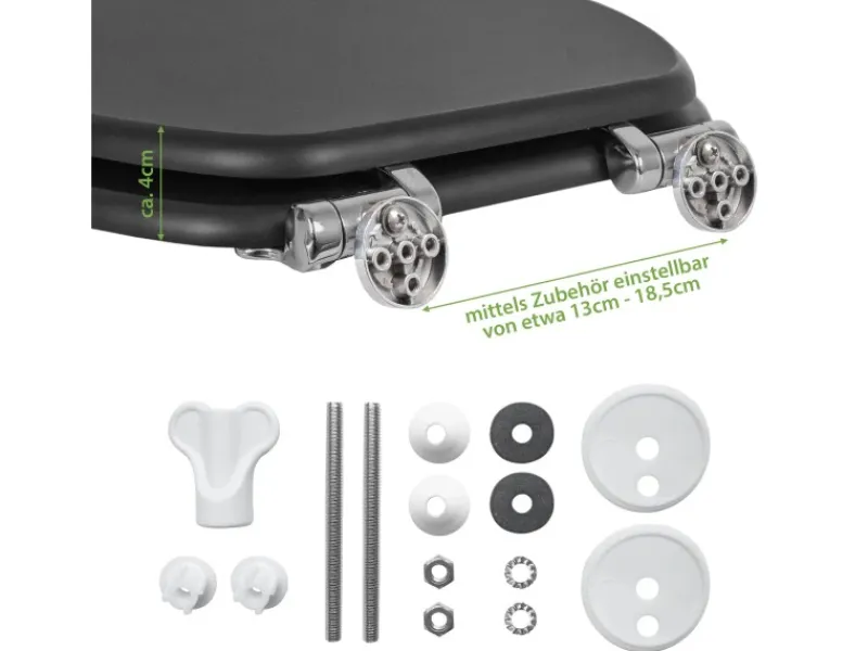 Banjado Anthrazit Toilettendeckel Mit Absenkautomatik WC-Sitz Soft Close Hygienischer Klodeckel MDF Mit Motiv Tapete Beige