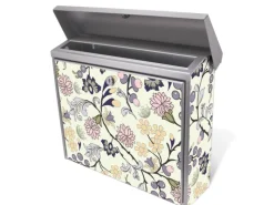 New Banjado Briefkasten Edelstahl 38.5x31.5x12cm Ohne Zeitungsfach Inkl. Montagematerial Motiv Florale Tapete