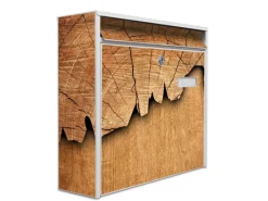 Outlet Banjado Briefkasten Weiß 36.2x32.2x10cm Groß / Inkl. Montagematerial & 2 Schlüsseln / Mit Namensschild Motiv Holz