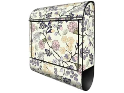 Banjado Design Briefkasten Schwarz Pulverbeschichtet 39x47x14cm 2 Schlüssel Mit Zeitungsfach Motiv Florale Tapete