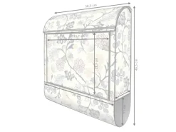 Banjado Design Briefkasten Schwarz Pulverbeschichtet 39x47x14cm 2 Schlüssel Mit Zeitungsfach Motiv Florale Tapete