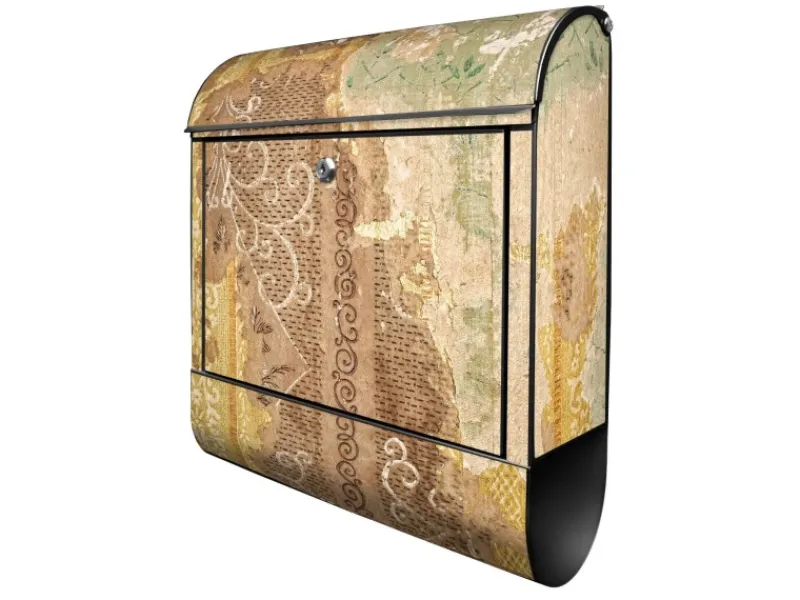 New Banjado Design Briefkasten Schwarz Pulverbeschichtet 39x47x14cm 2 Schlüssel Mit Zeitungsfach Motiv Alte Tapeten