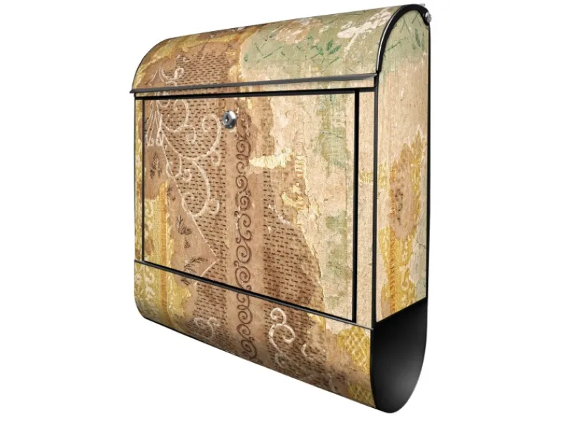 New Banjado Design Briefkasten Schwarz Pulverbeschichtet 39x47x14cm 2 Schlüssel Mit Zeitungsfach Motiv Alte Tapeten