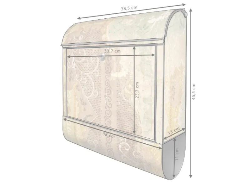 New Banjado Design Briefkasten Schwarz Pulverbeschichtet 39x47x14cm 2 Schlüssel Mit Zeitungsfach Motiv Alte Tapeten