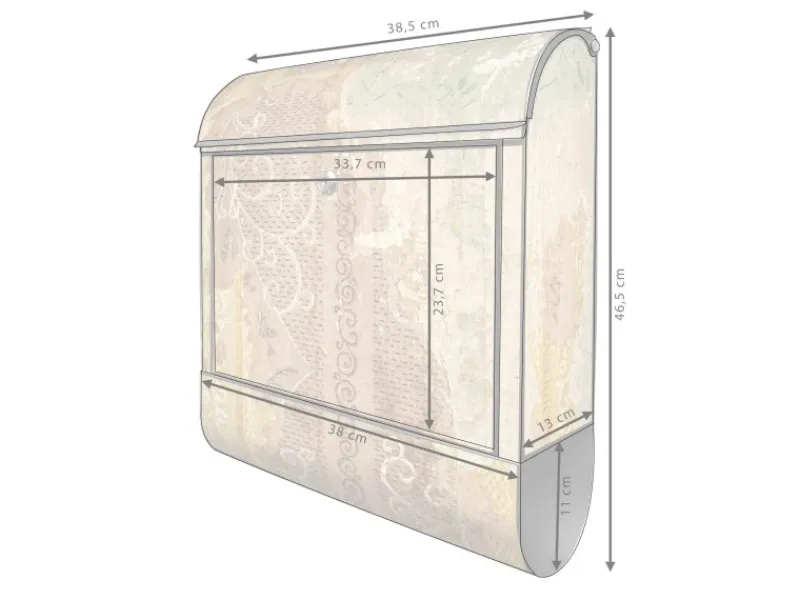 New Banjado Design Briefkasten Schwarz Pulverbeschichtet 39x47x14cm 2 Schlüssel Mit Zeitungsfach Motiv Alte Tapeten