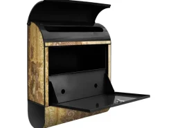 New Banjado Design Briefkasten Schwarz Pulverbeschichtet 39x47x14cm 2 Schlüssel Mit Zeitungsfach Motiv Alte Tapeten