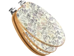 Outlet Banjado Design WC Sitz Bambus Holz Toilettendeckel Mit Absenkautomatik Klodeckel WC-Sitz Soft Close Mit Motiv Florale Tapete