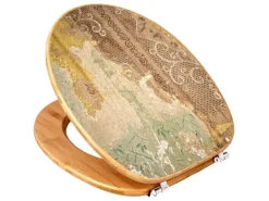 Banjado Design WC Sitz Bambus Toilettendeckel Toilettensitz Bambus Holz Klodeckel WC-Sitz Universal Scharnieren Motiv Alte Tapeten