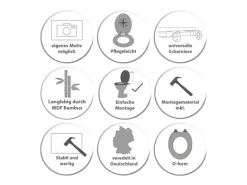 Banjado Design WC Sitz Bambus Toilettendeckel Toilettensitz Bambus Holz Klodeckel WC-Sitz Universal Scharnieren Motiv Tapete Beige