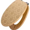 Sale Banjado Design WC Sitz Bambus Holz Toilettendeckel Mit Absenkautomatik Klodeckel WC-Sitz Soft Close Mit Motiv Tapete Beige