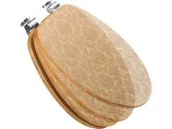 Sale Banjado Design WC Sitz Bambus Holz Toilettendeckel Mit Absenkautomatik Klodeckel WC-Sitz Soft Close Mit Motiv Tapete Beige