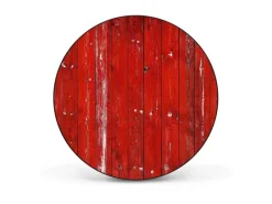 Banjado Magnettafel Rund Größe 47cm Magnetwand Schwarz Aus Metall Magnetpinnwand Pinnwand Motiv Rote Holzlatten