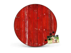 Banjado Magnettafel Rund Größe 47cm Magnetwand Schwarz Aus Metall Magnetpinnwand Pinnwand Motiv Rote Holzlatten