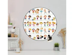 New Banjado Magnettafel Rund Größe 47cm Magnetwand Schwarz Aus Metall Magnetpinnwand Pinnwand Motiv Kinder