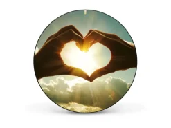 Banjado Magnettafel Rund Größe 47cm Magnetwand Schwarz Aus Metall Magnetpinnwand Pinnwand Motiv Sonne Im Herzen