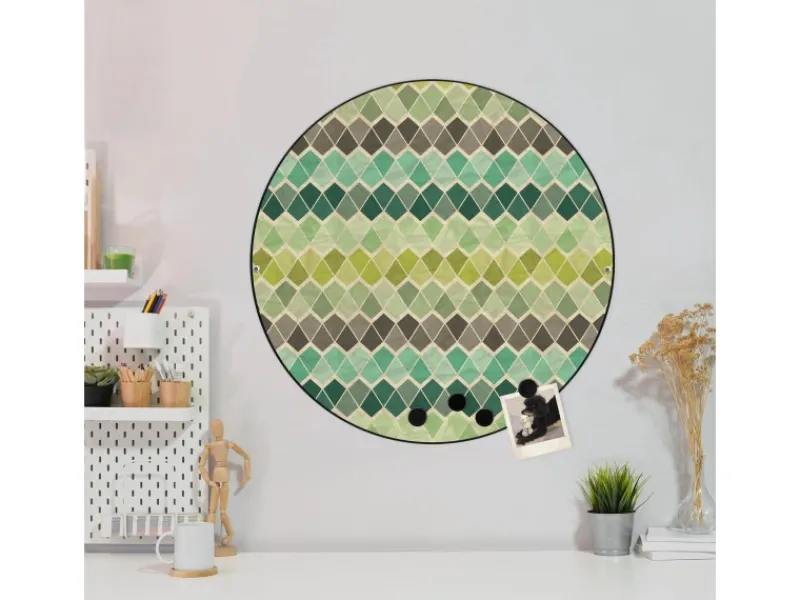 Clearance Banjado Magnettafel Rund Größe 47cm Magnetwand Schwarz Aus Metall Magnetpinnwand Pinnwand Motiv Vier Farben Grün