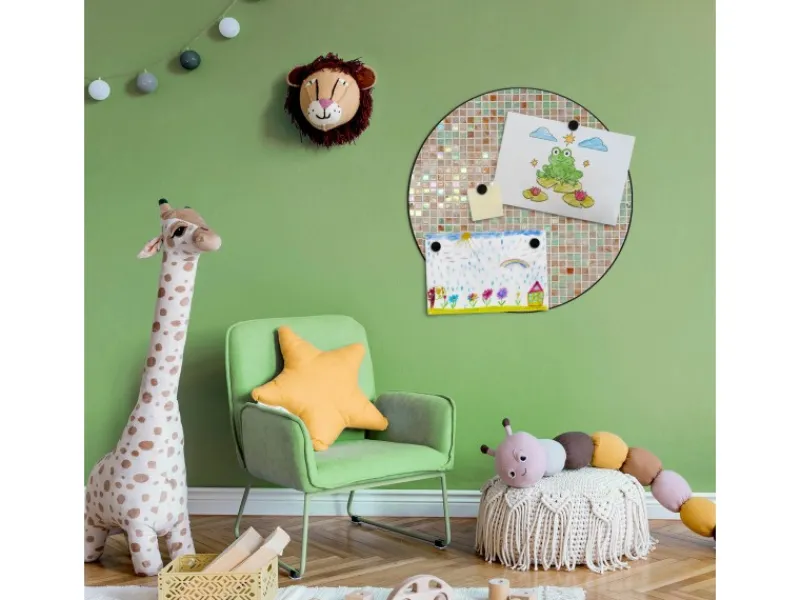 Clearance Banjado Magnettafel Rund Größe 47cm Magnetwand Schwarz Aus Metall Magnetpinnwand Pinnwand Motiv Grüne Fliesen