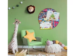 Banjado Magnettafel Rund Größe 47cm Magnetwand Schwarz Aus Metall Magnetpinnwand Pinnwand Motiv Häuserberg