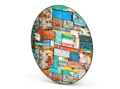 Online Banjado Magnettafel Rund Größe 47cm Magnetwand Schwarz Aus Metall Magnetpinnwand Pinnwand Motiv Bunte Holzschindeln