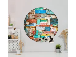 Online Banjado Magnettafel Rund Größe 47cm Magnetwand Schwarz Aus Metall Magnetpinnwand Pinnwand Motiv Bunte Holzschindeln