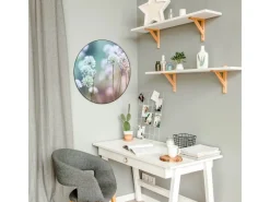 Outlet Banjado Magnettafel Rund Größe 47cm Magnetwand Schwarz Aus Metall Magnetpinnwand Pinnwand Motiv Lauchblüte