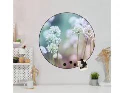 Outlet Banjado Magnettafel Rund Größe 47cm Magnetwand Schwarz Aus Metall Magnetpinnwand Pinnwand Motiv Lauchblüte