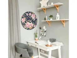 Banjado Magnettafel Rund Größe 47cm Magnetwand Schwarz Aus Metall Magnetpinnwand Pinnwand Motiv Rosen Auf Anthrazit