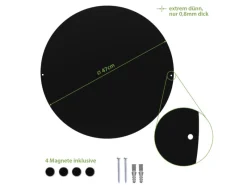 Banjado Magnettafel Rund Größe 47cm Magnetwand Schwarz Aus Metall Magnetpinnwand Pinnwand Motiv Rosen Auf Anthrazit