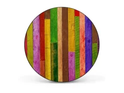 Banjado Magnettafel Rund Größe 47cm Magnetwand Schwarz Aus Metall Magnetpinnwand Pinnwand Motiv Holz Collage Bunt