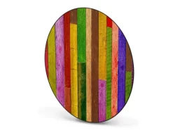 Banjado Magnettafel Rund Größe 47cm Magnetwand Schwarz Aus Metall Magnetpinnwand Pinnwand Motiv Holz Collage Bunt