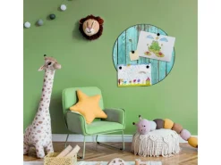 Best Banjado Magnettafel Rund Größe 47cm Magnetwand Schwarz Aus Metall Magnetpinnwand Pinnwand Motiv Blaues Holz