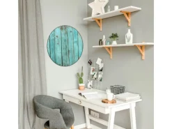 Best Banjado Magnettafel Rund Größe 47cm Magnetwand Schwarz Aus Metall Magnetpinnwand Pinnwand Motiv Blaues Holz