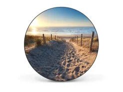 Banjado Magnettafel Rund Größe 47cm Magnetwand Schwarz Aus Metall Magnetpinnwand Pinnwand Motiv Nordseestrand