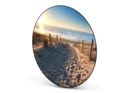 Banjado Magnettafel Rund Größe 47cm Magnetwand Schwarz Aus Metall Magnetpinnwand Pinnwand Motiv Nordseestrand