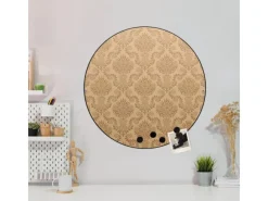 Banjado Magnettafel Rund Größe 47cm Magnetwand Schwarz Aus Metall Magnetpinnwand Pinnwand Motiv Tapete Beige