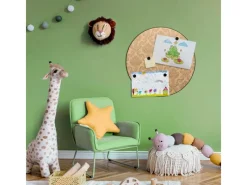 Banjado Magnettafel Rund Größe 47cm Magnetwand Schwarz Aus Metall Magnetpinnwand Pinnwand Motiv Tapete Beige