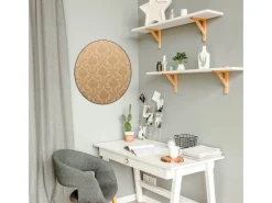 Banjado Magnettafel Rund Größe 47cm Magnetwand Schwarz Aus Metall Magnetpinnwand Pinnwand Motiv Tapete Beige