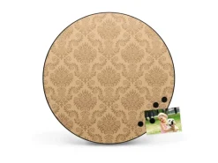 Banjado Magnettafel Rund Größe 47cm Magnetwand Schwarz Aus Metall Magnetpinnwand Pinnwand Motiv Tapete Beige