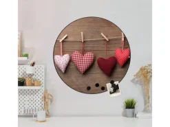 Banjado Magnettafel Rund Größe 47cm Magnetwand Schwarz Aus Metall Magnetpinnwand Pinnwand Motiv Herzen